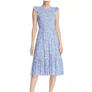 Lost + Wander Pick Me Blue Floral Print Midi Dress size S